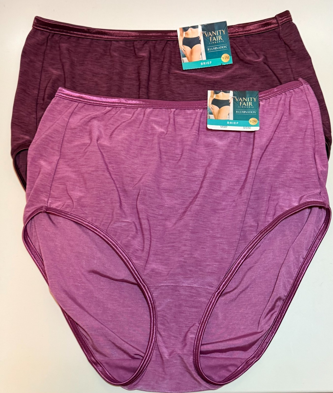 NWT 2 Vanity Fair Illumination 13109 Briefs Panties Raspberry/Plum Size 9/2XL