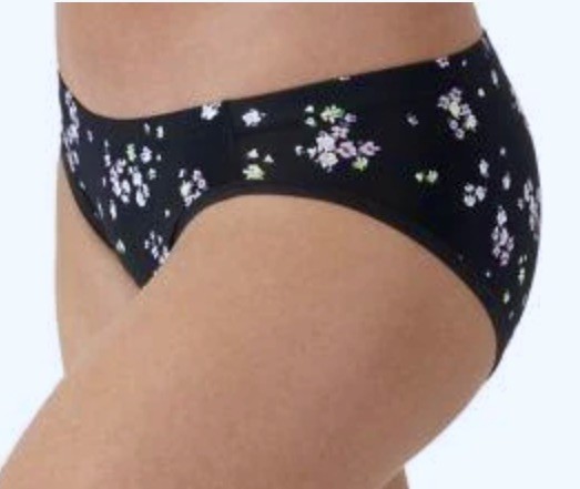 MAIDENFORM Barely There Black Lavender Floral Invisible Bikini Panty Womens M L