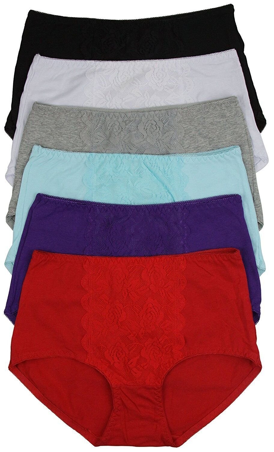 ToBeInStyle Women Junior’s Pack of 6 High-Waisted Briefs in Multiple Styles