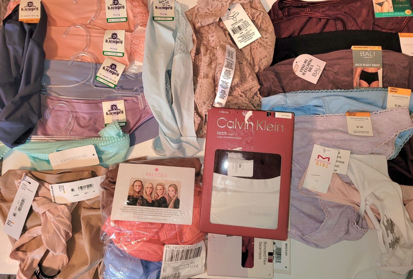 NWT Underwear Lot 19pc Calvin Klein Hanky Panky Vanity Fair DKNY Wholesale S M L