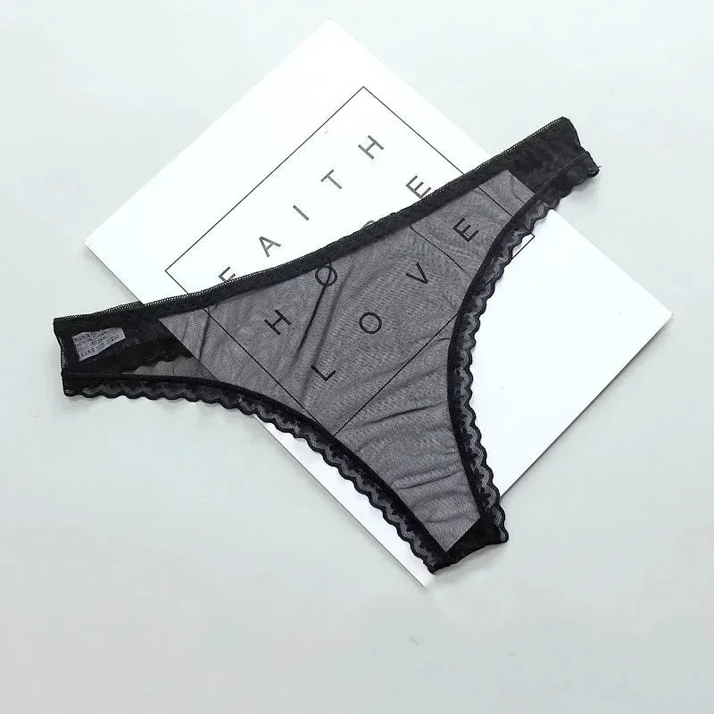 Low Rise Sheer Lace Thong Panties Seamless Soft Stretch Lightweight Women Wear