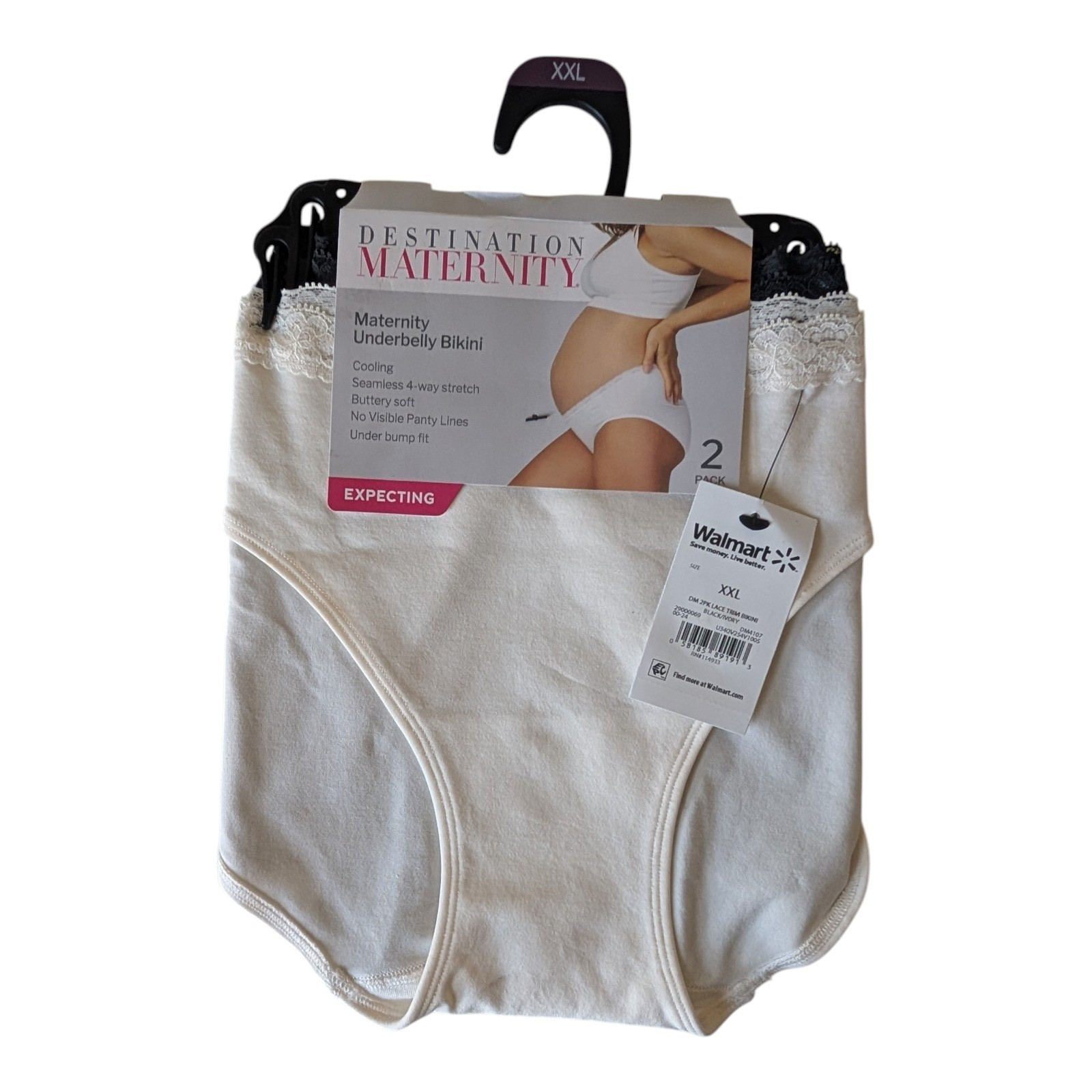 2 Pks Destination Maternity Panty Size XXL Cooling Seamless Under Belly Bikini