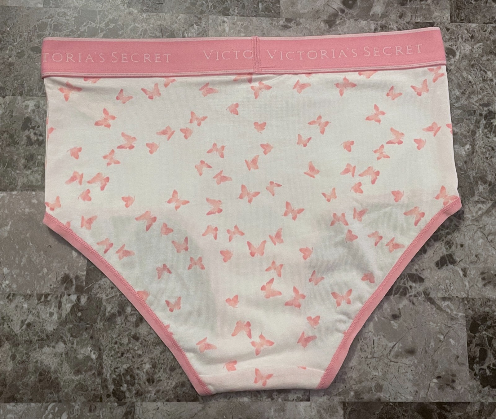 NWT VICTORIA’S SECRET PINK BUTTERFLY THICK LOGO BAND HIGH WAIST BRIEF PANTIES