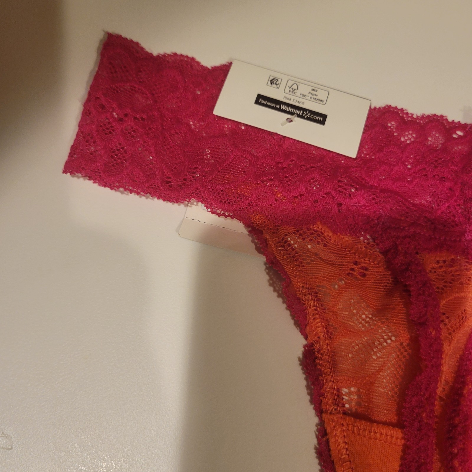 Cotton Spandex pink & orange lace thong underwear XS sz 1 BNWT
