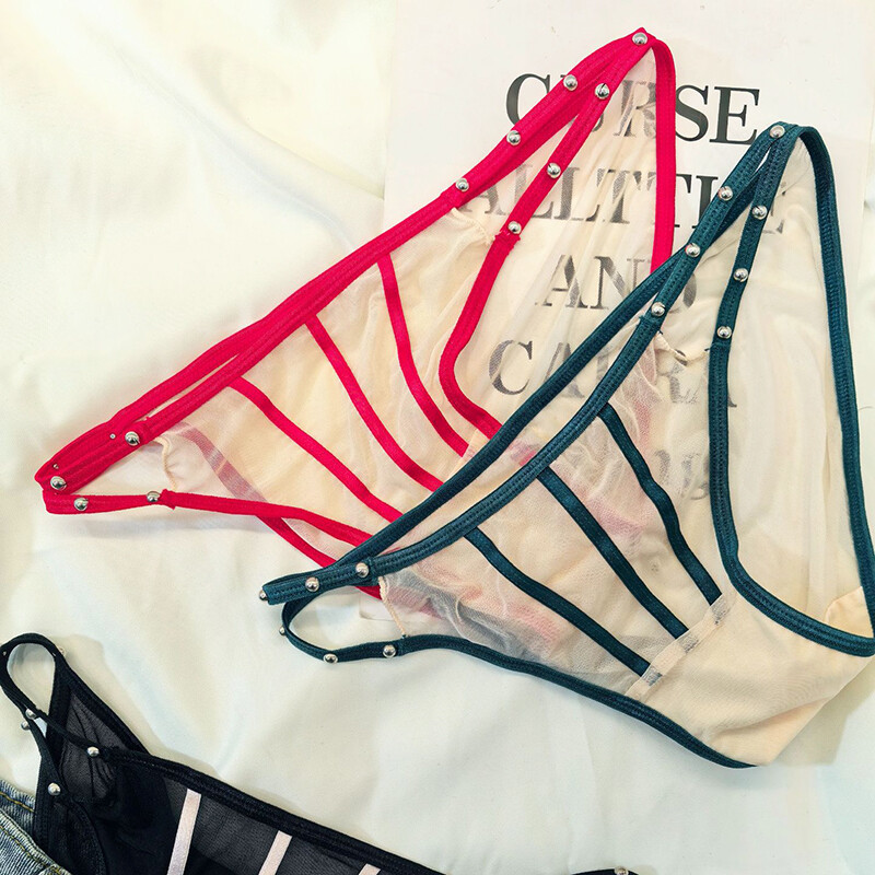 4PCS/Lot Sexy Womens See Through Sheer Panties Briefs Striped Underwear Lingerie