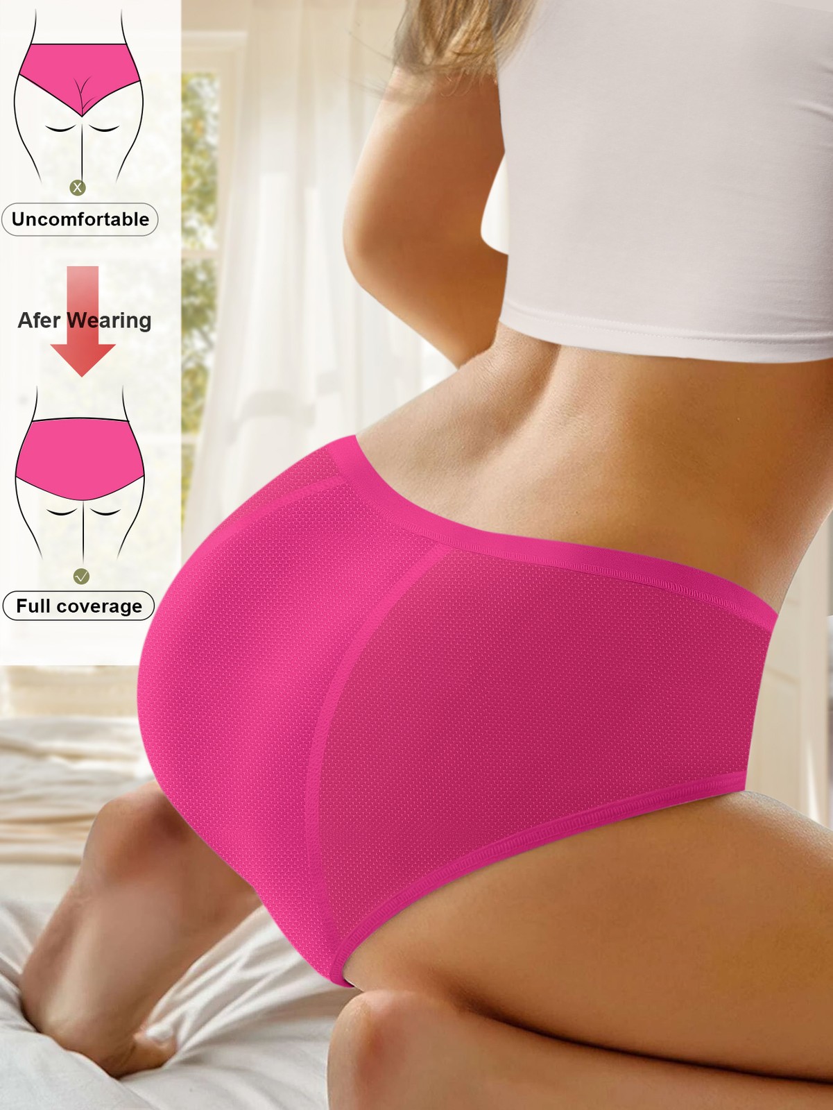 4Pack Waterproof Lady Pant Knickers Breathable Reusable Period Panties Underwear
