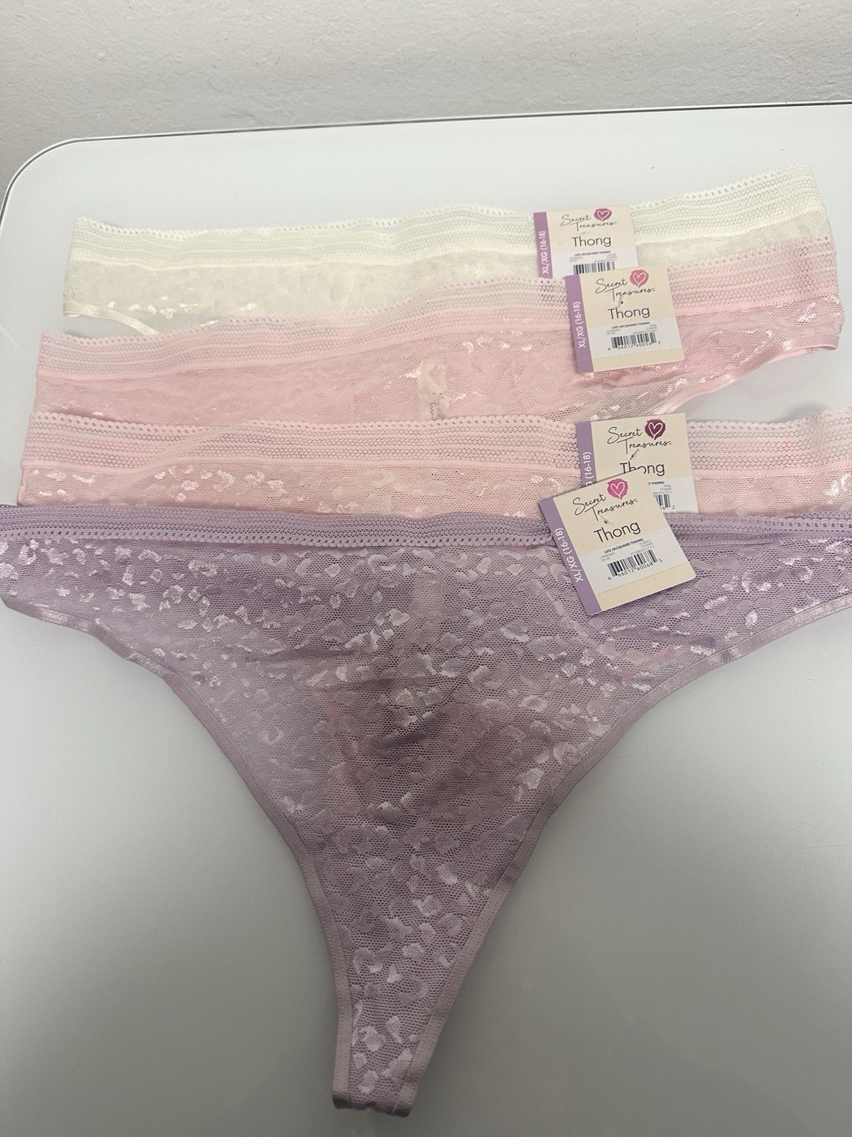 3 Size XL 16-18 Secret Treasures Leopard Lace Thong Panty Underwear Plus B6