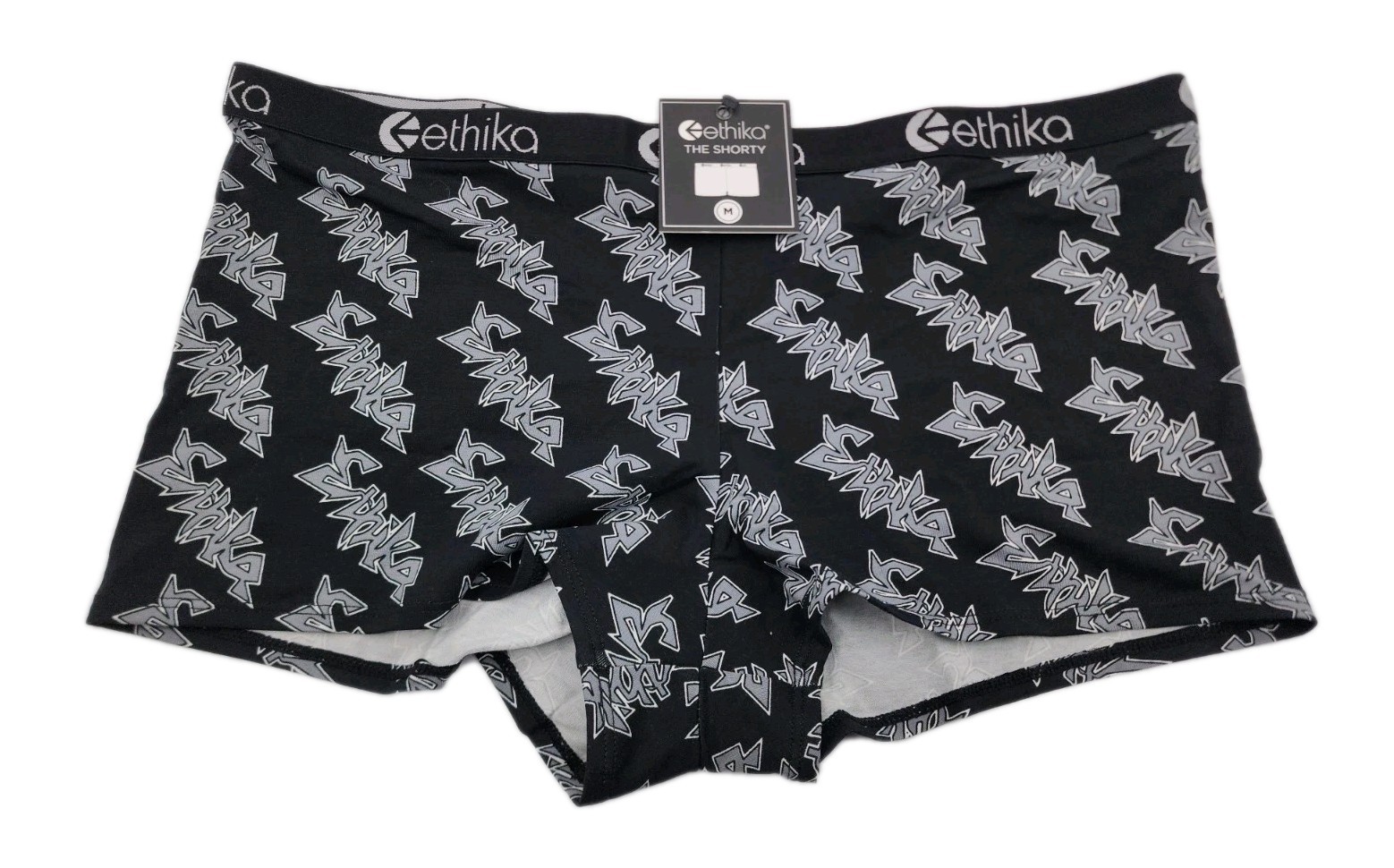 Ethika Womens Black Grey Shorty Medium Shorty Flash Underwear