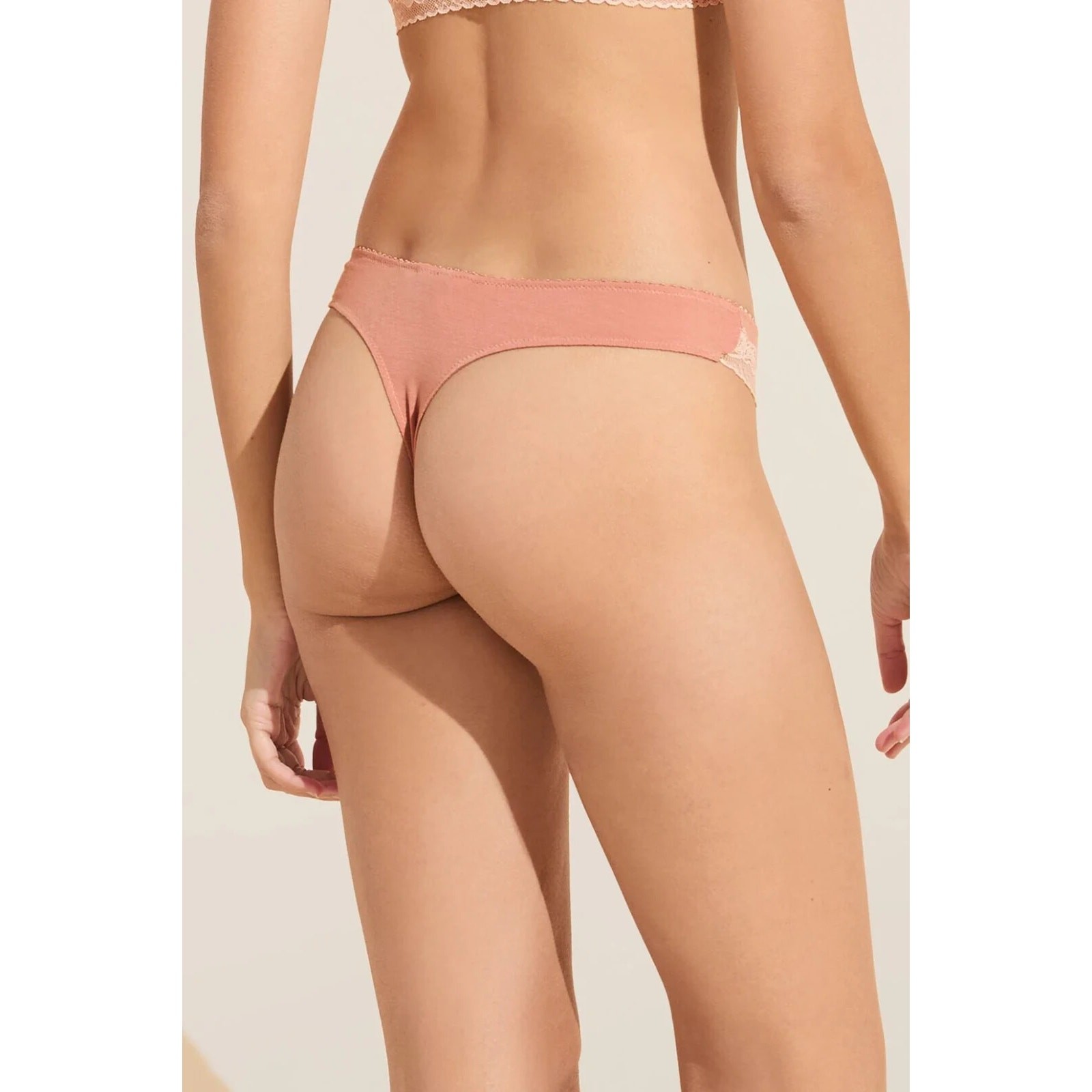 Eberjey Womens Flora Tencel Modal Thong Mid Rise Pink Rouge/Rose Size L NWT