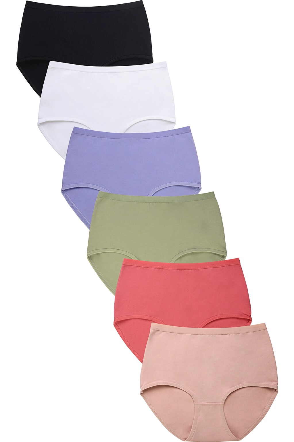 6 Pack Mamia Ladies Cotton Stretch Brief Soft High Rise Waist Panties Underwear
