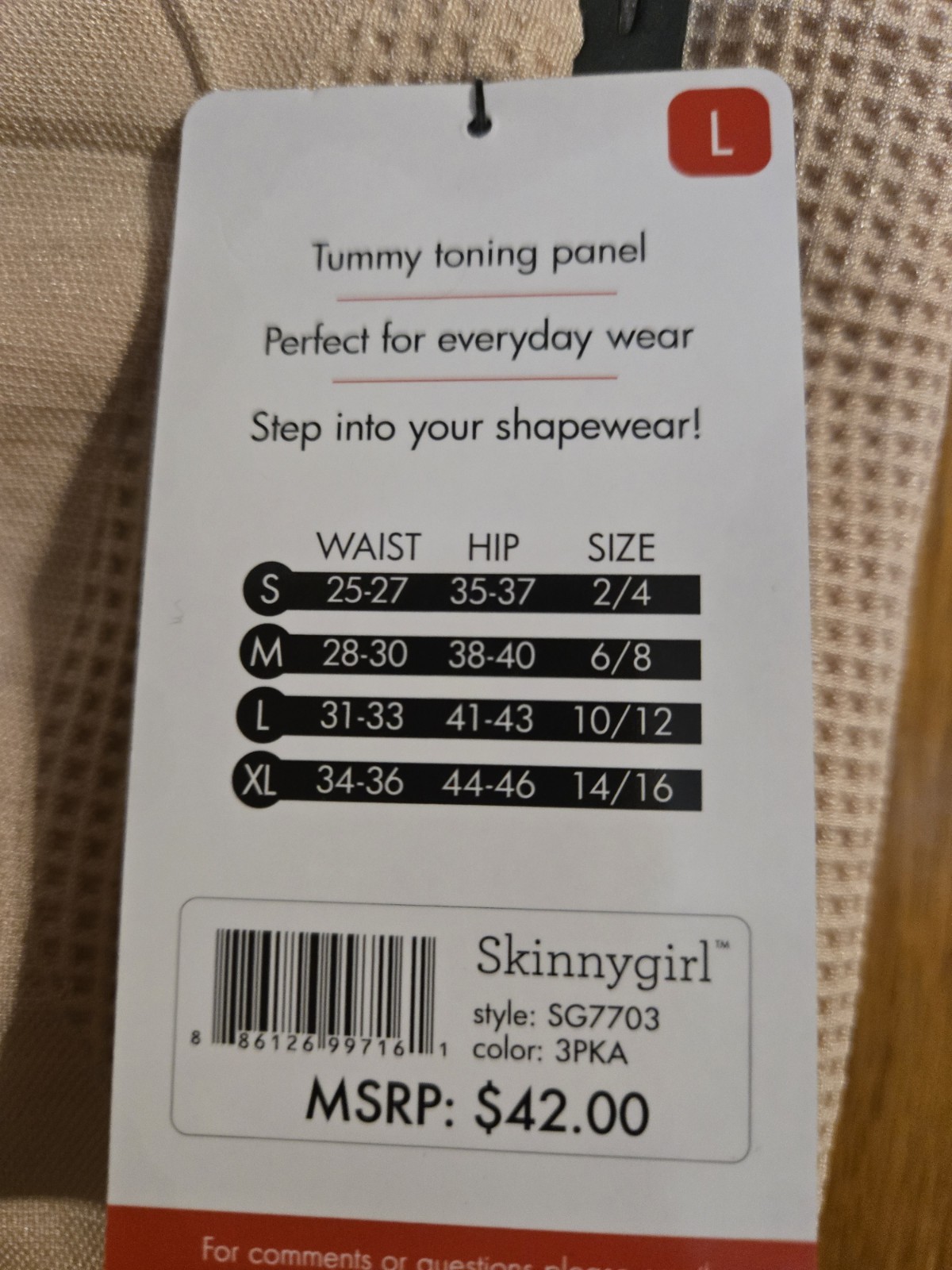 Skinny Girl Shaping Briefs Panties Size L- 3 Pack #7715 NEW w/ Tag $42.00