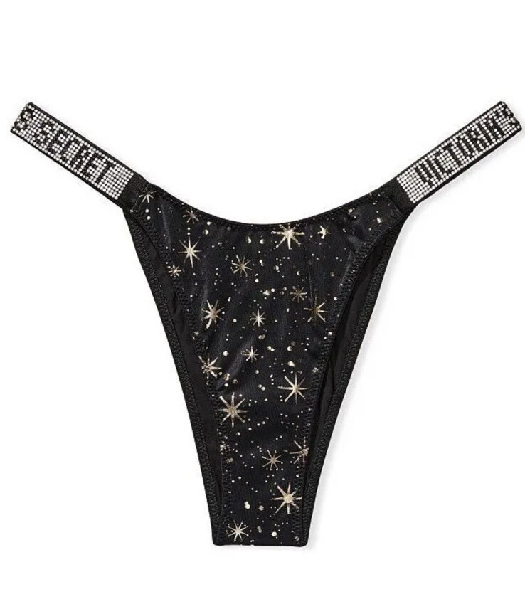 Victoria’s Secret Very Sexy Shine Strap Sz XL Constellation Print Stars Black