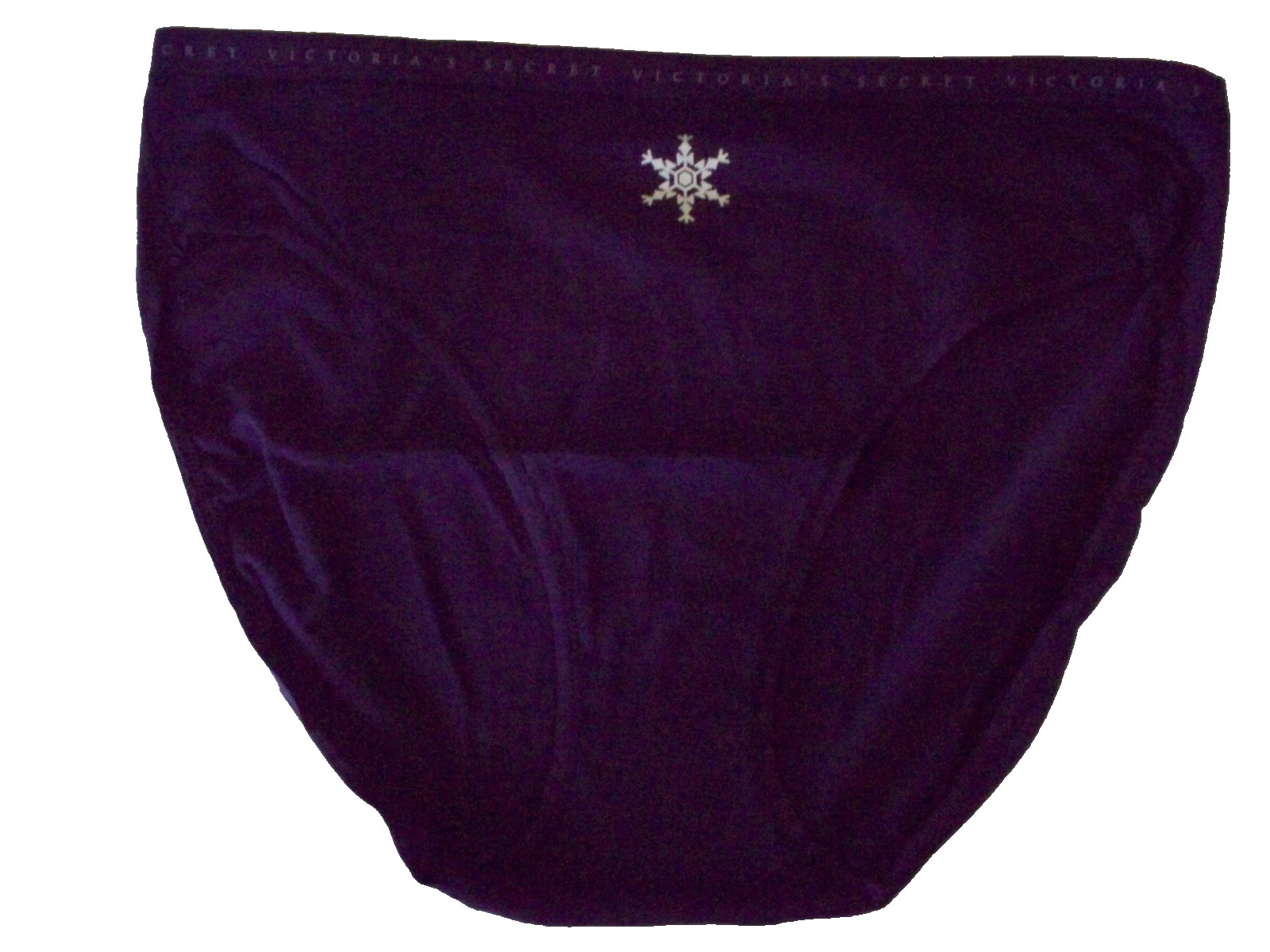 XL Dk Purple Snowflake Stretch Cotton Victorias Secret HighLeg Waist Brief Panty
