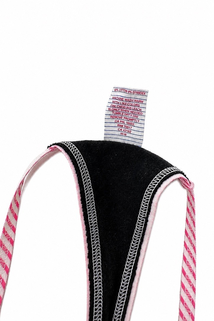 Vintage Y2K Victoria’s Secret Black Pink White Striped V String Dog Thong Medium