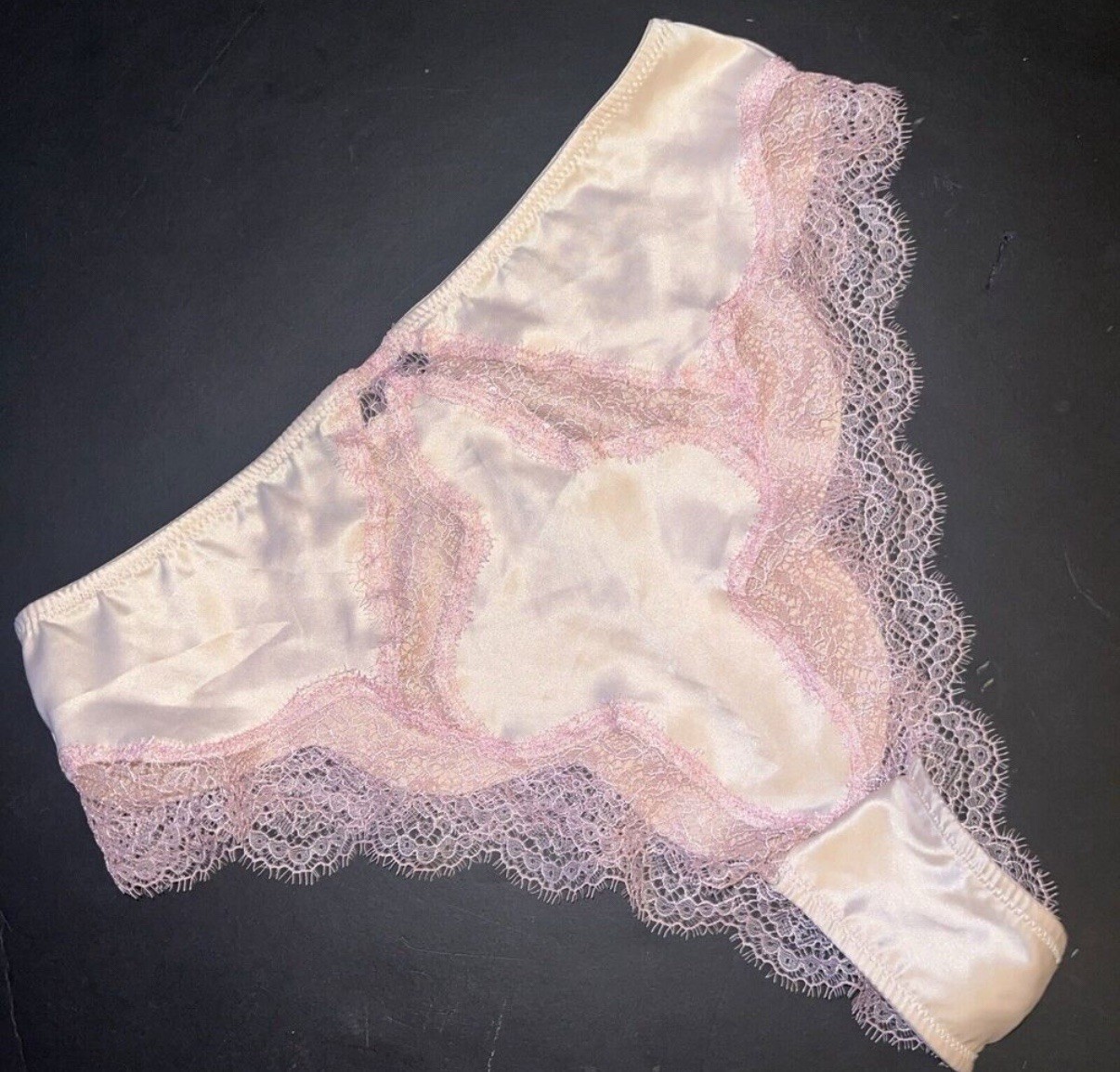 VICTORIA’S SECRET DREAM ANGELS Satin High Waist Brazilian Panty VS Pink Ivory L