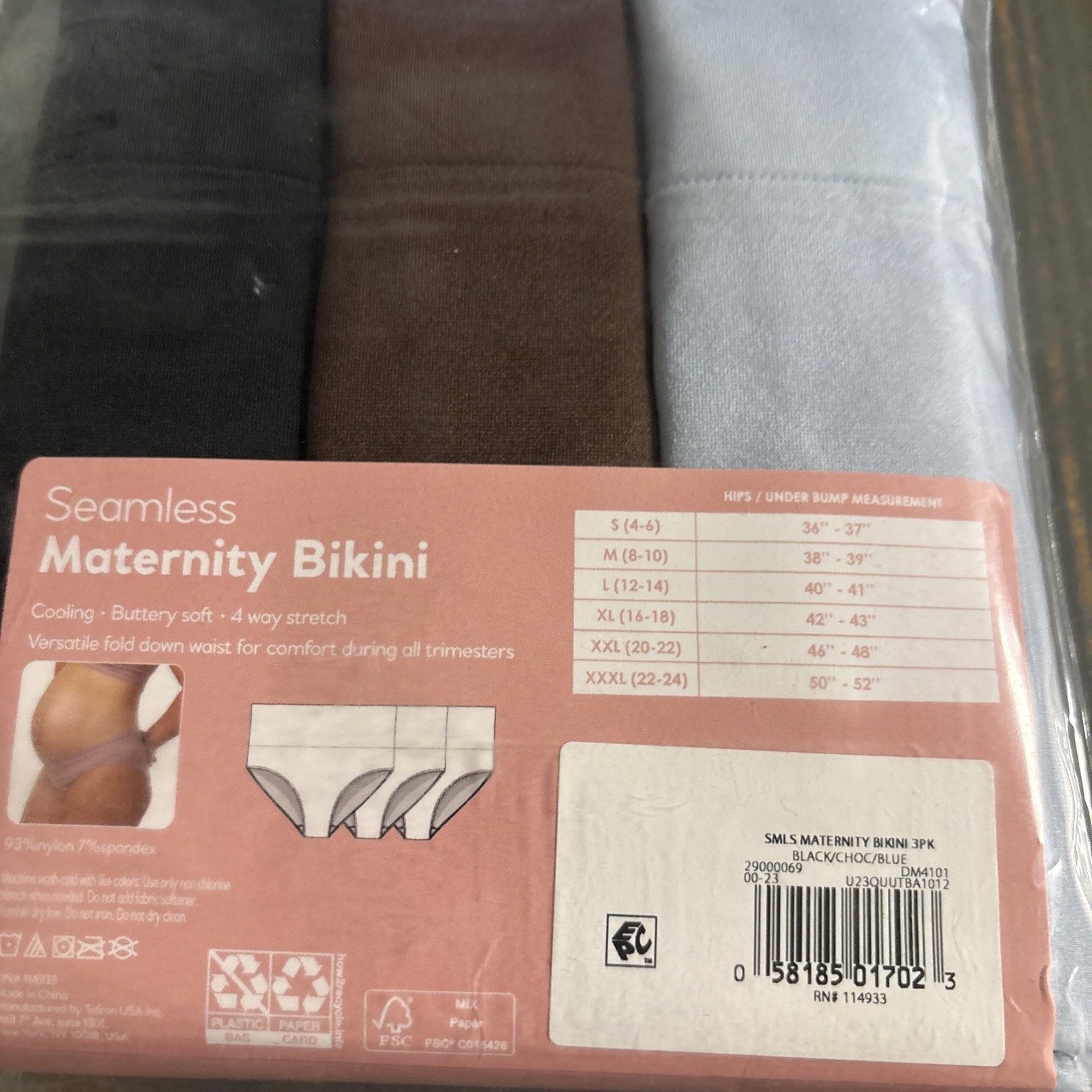 Destination Maternity 3 Pack Seamless Foldover Bikini Womens Underwear 3XL E6