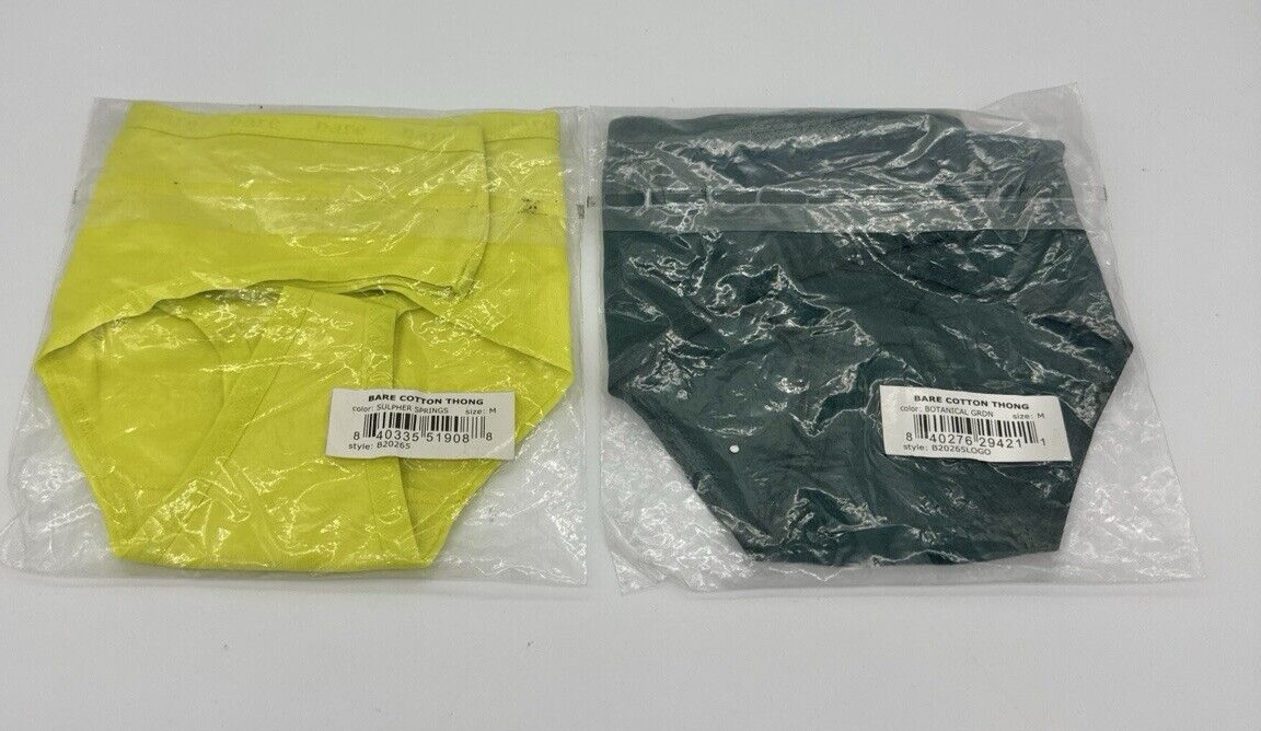 2-Pair Bare Necessities The Easy Everyday No Show Thong Green Yellow Size M NWT