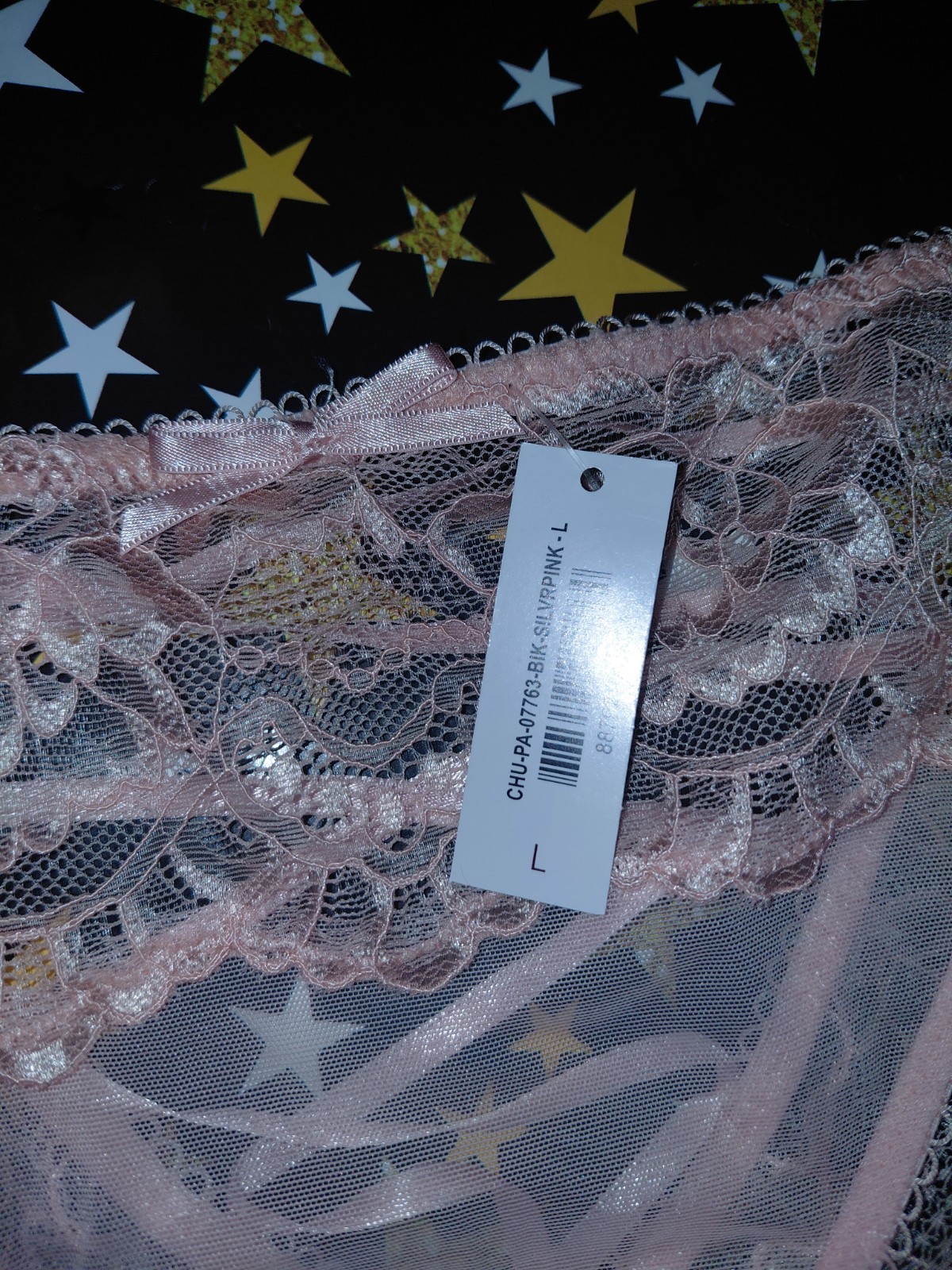 Adore Me/VS Strappy Bk Lace Trim Bikini Panty NEW Large Pink