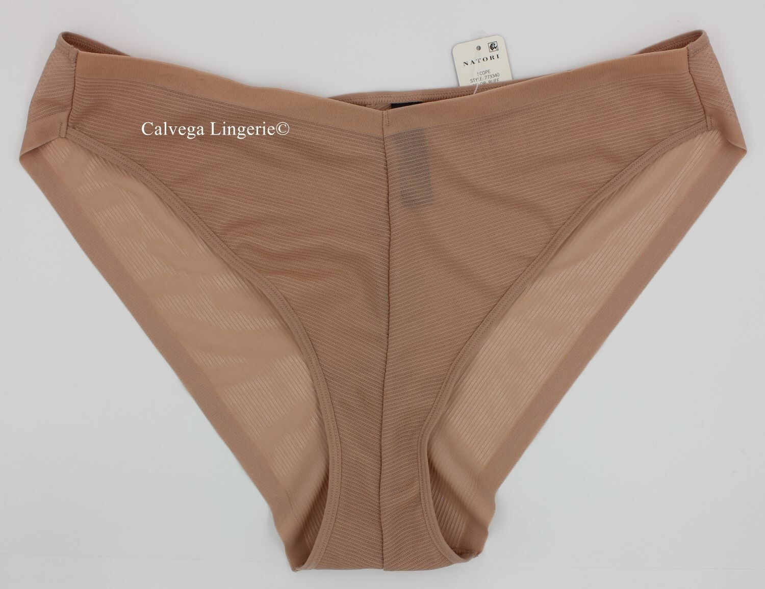 NWT NATORI 773340 “Scope” Nylon French Cut Bikini, Beige (Buff), Size: L