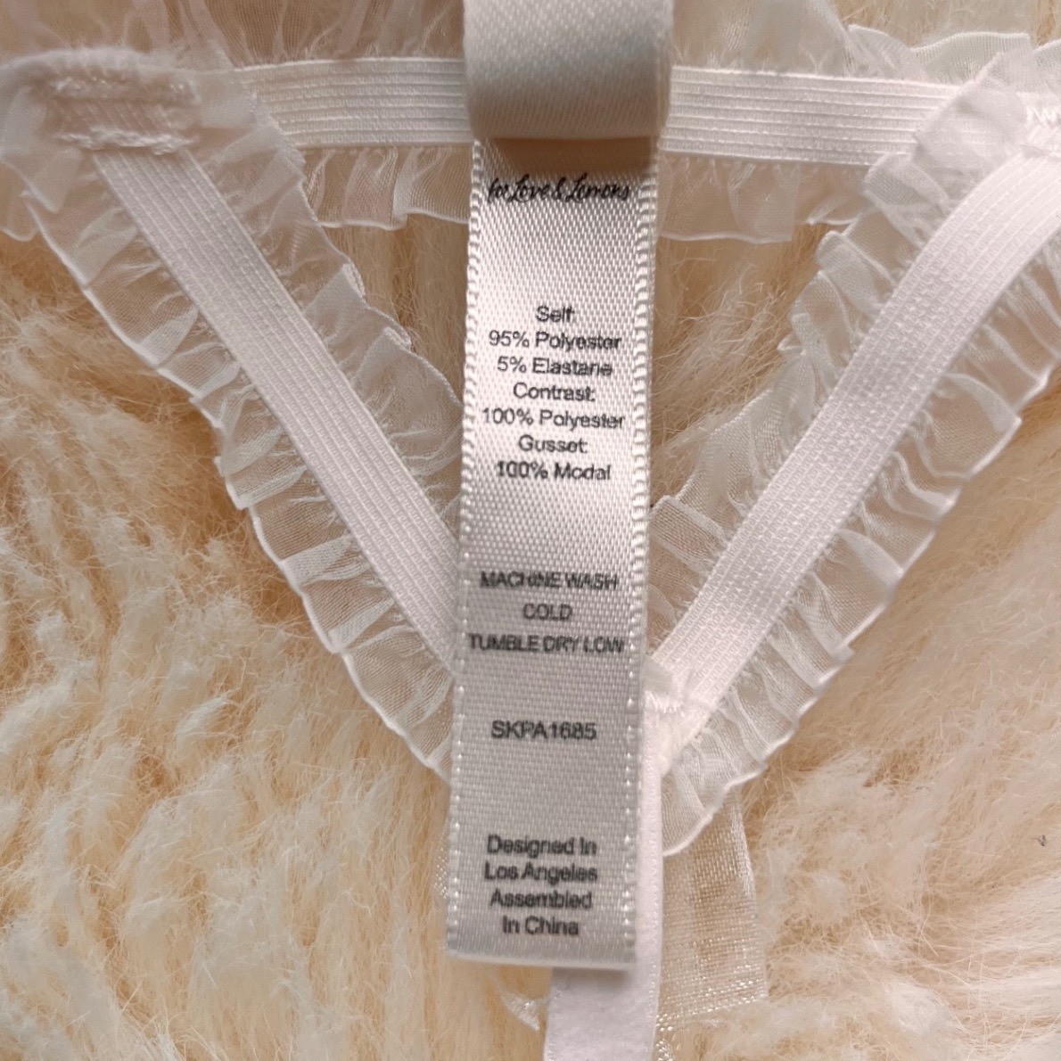 For Love & Lemons White Mrs Embroidered Ruffle Strappy Bridal Thong Med NWOT VS