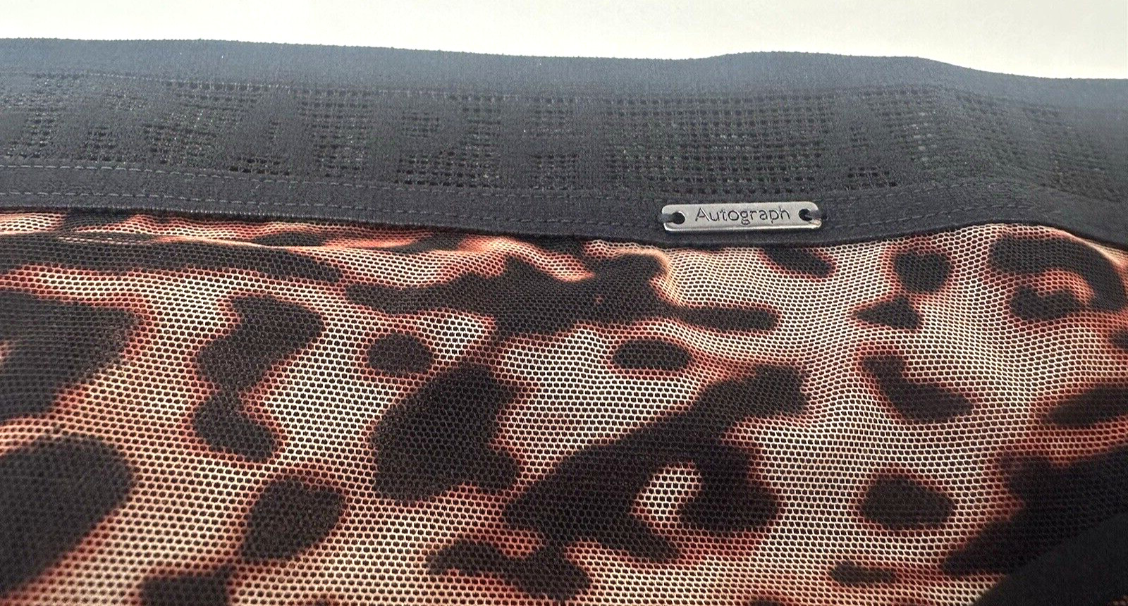 NEW! M&S Autograph black/brown animal sheer high leg branded elastic knickers