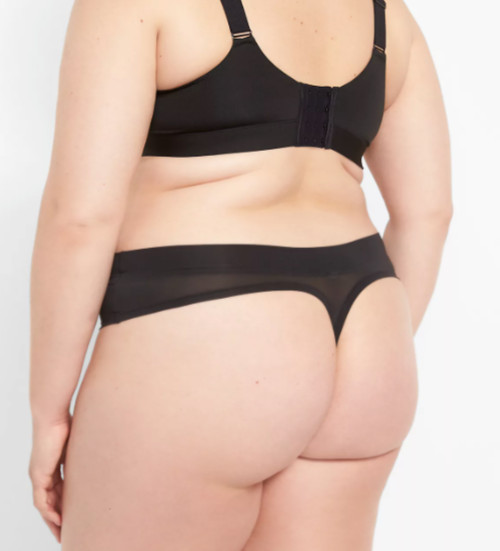 Lane Bryant Cacique Plus 14/16 Comfort Bliss Thong Wide-Side Panty Black