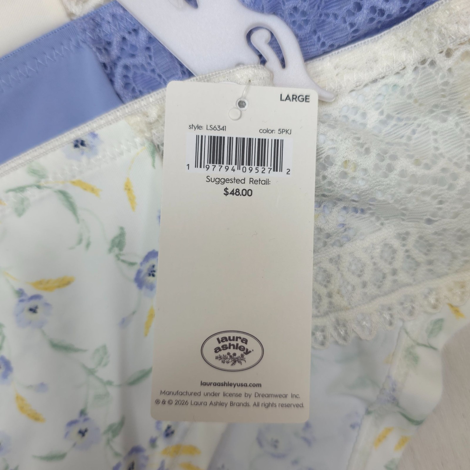 Laura Ashley Womens L 5-Pack Lace & Floral Bikini Panties Assorted Colors