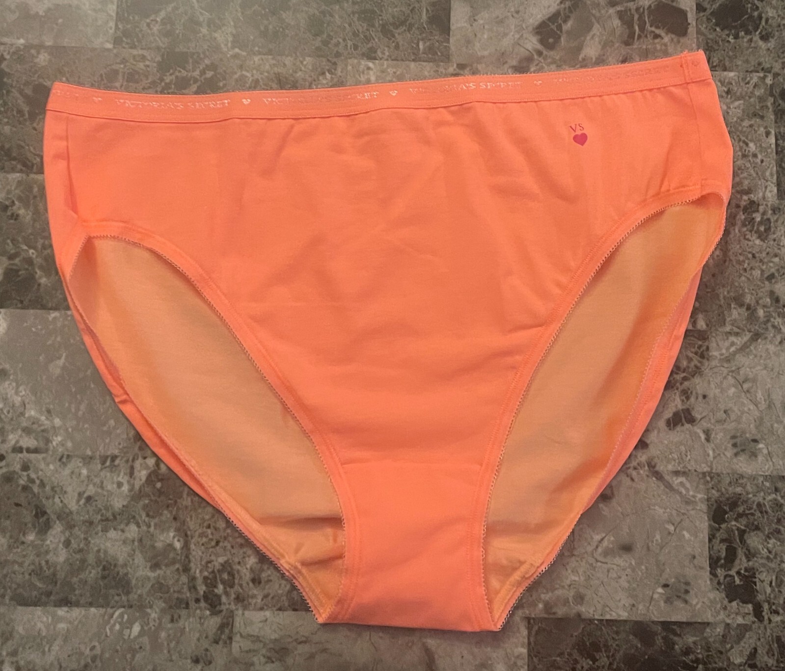 NWT VICTORIA’S SECRET XL PEACH HEART PICOT VINTAGE RARE HIGH LEG BRIEF PANTIES