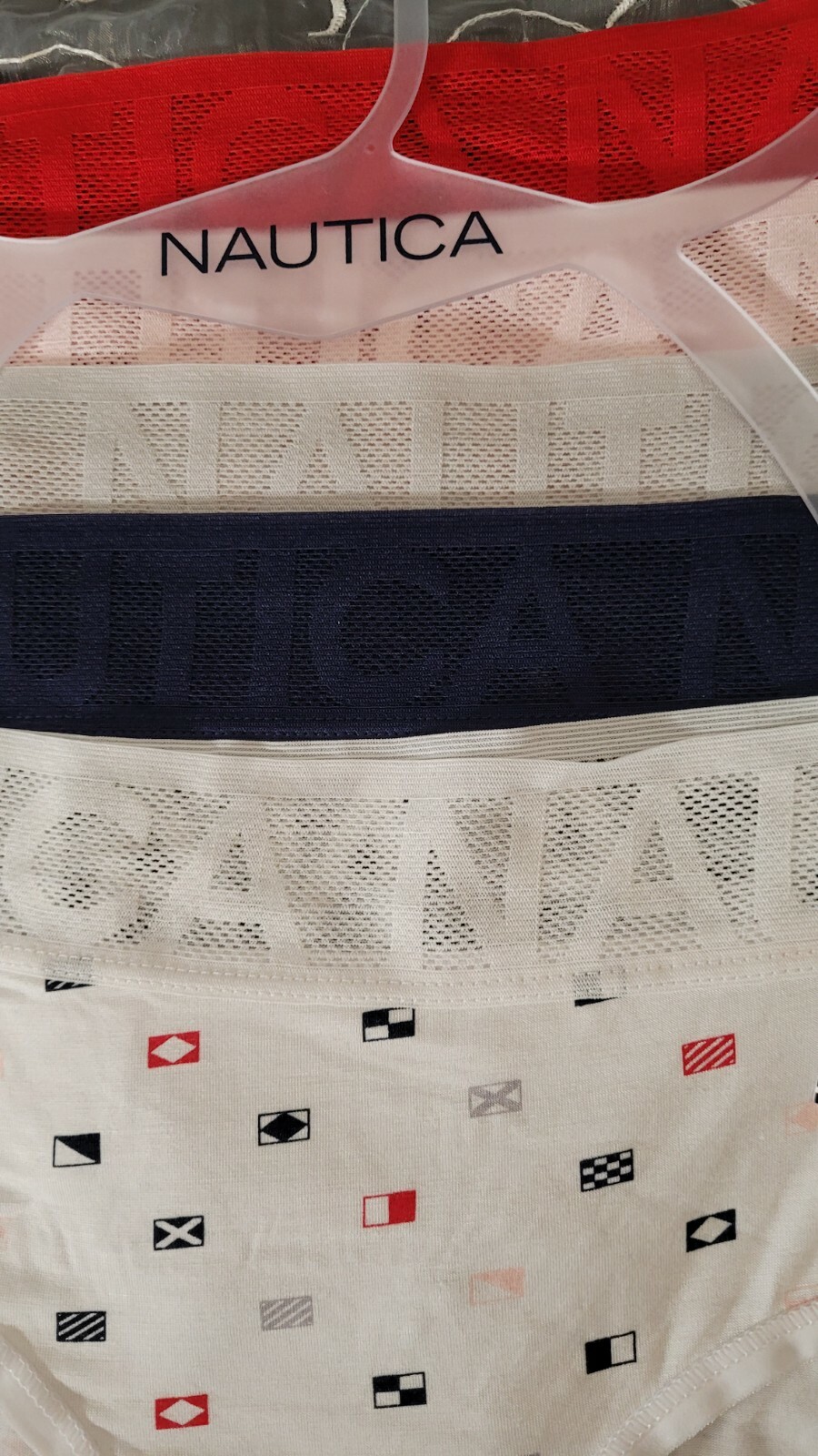 Nautica 5 Super Soft Hipster XL White w/Flag Print Navy Gray Pink Red SHIPS FREE