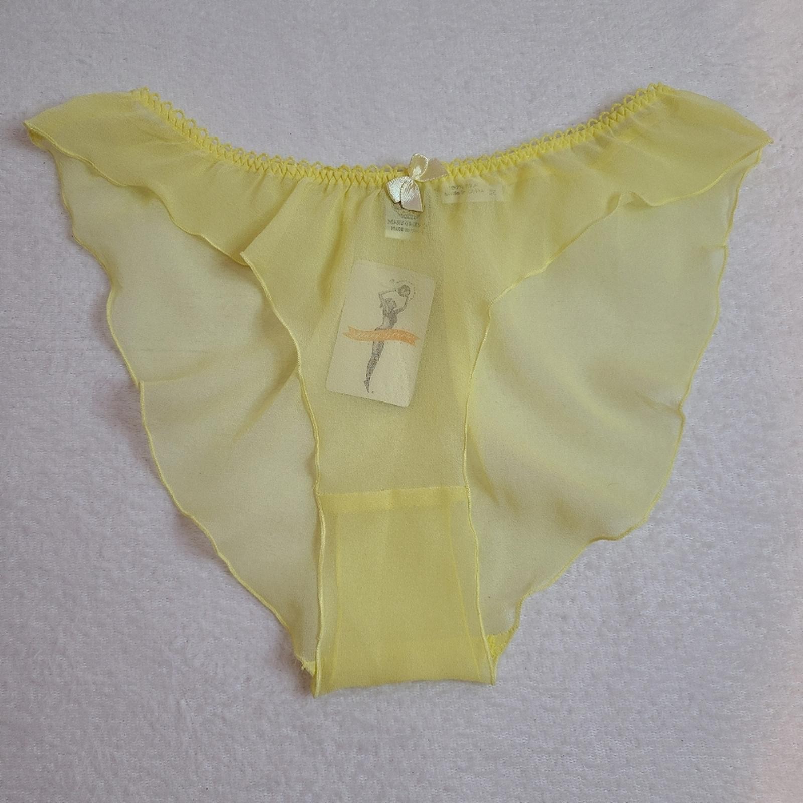 VTG Mary Green 100% Silk Chiffon High Cut Tap Panty Size M Yellow