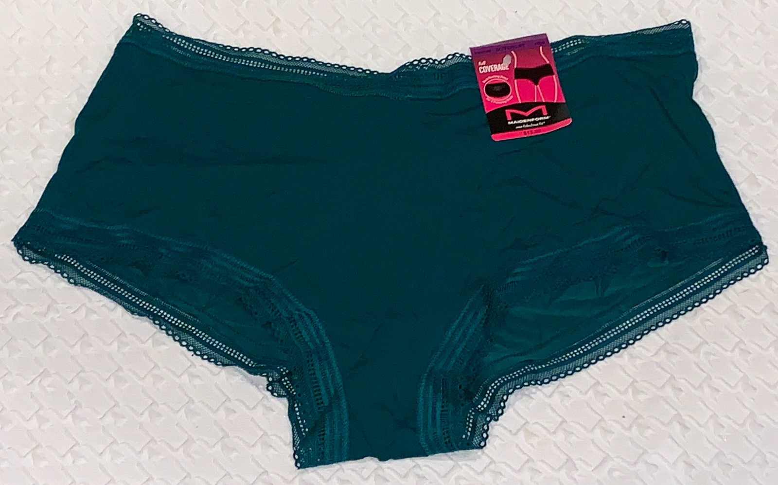 MAIDENFORM One Fab Fit Modern Full Coverage Teal Boyshort Panty Womens M 6 XL 8