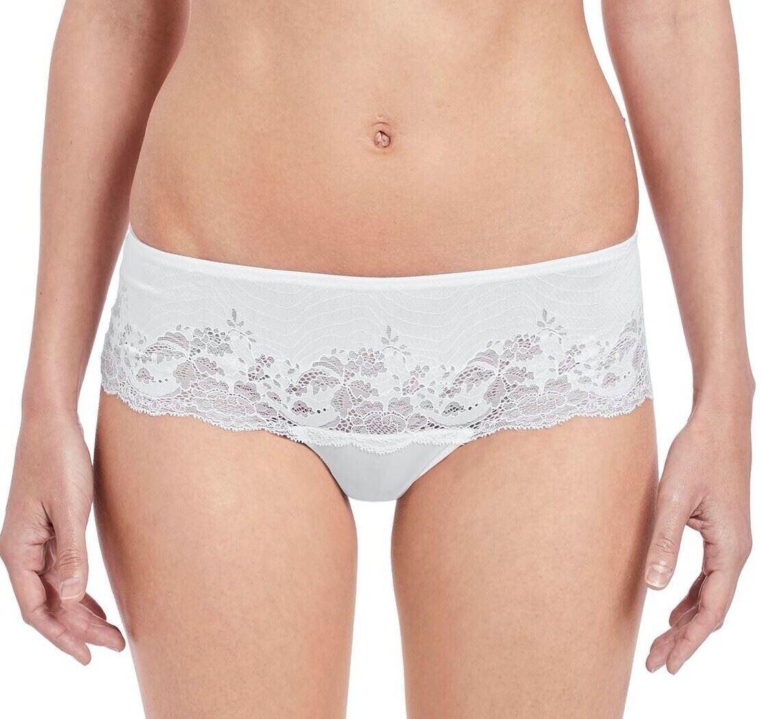 Wacoal Lace Affair Brazilian Brief S 10 White Tanga Thong Knickers 845256 New