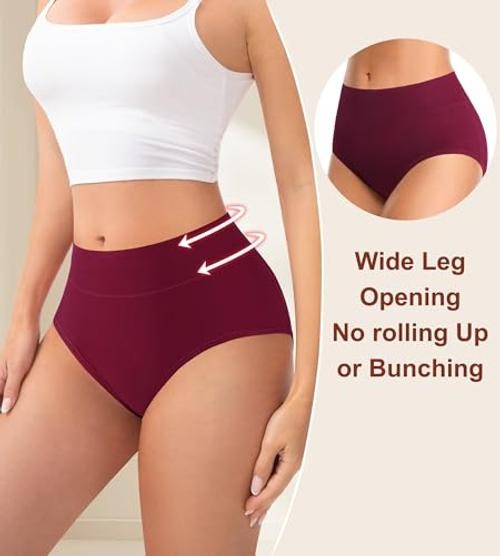 Womens Mid High Waisted Cotton Underwear X-Large Multicolor-5 Pack-01-a