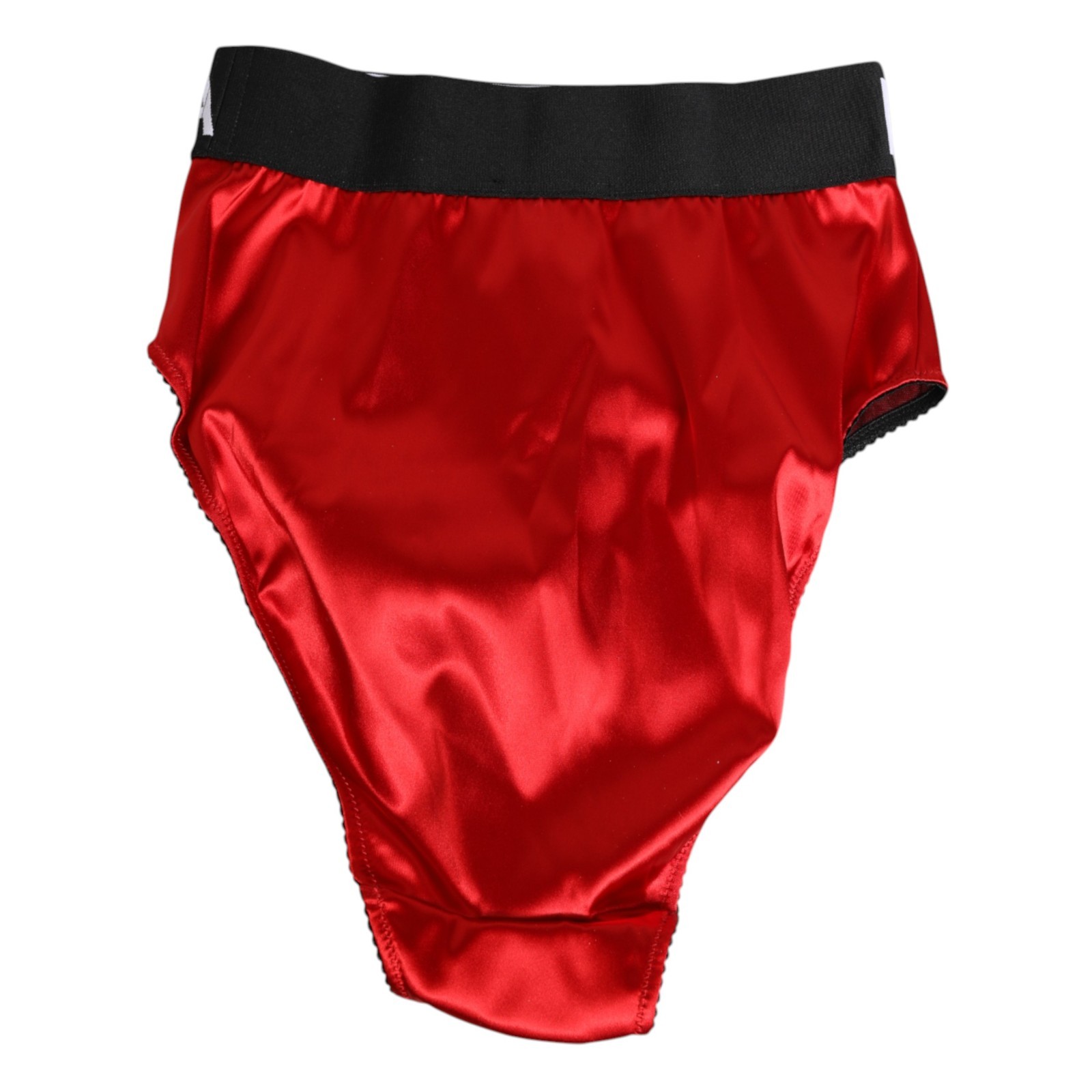 DOLCE & GABBANA Underwear Red Satin High-Waist Briefs Logo Women IT 2/US S $270