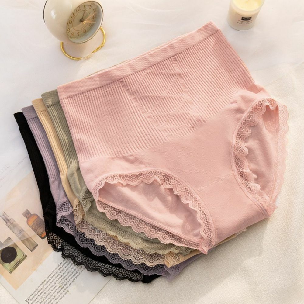 High-waist Abdominal Panties Cotton Antibacterial Lace Briefs Shaping Panties UK
