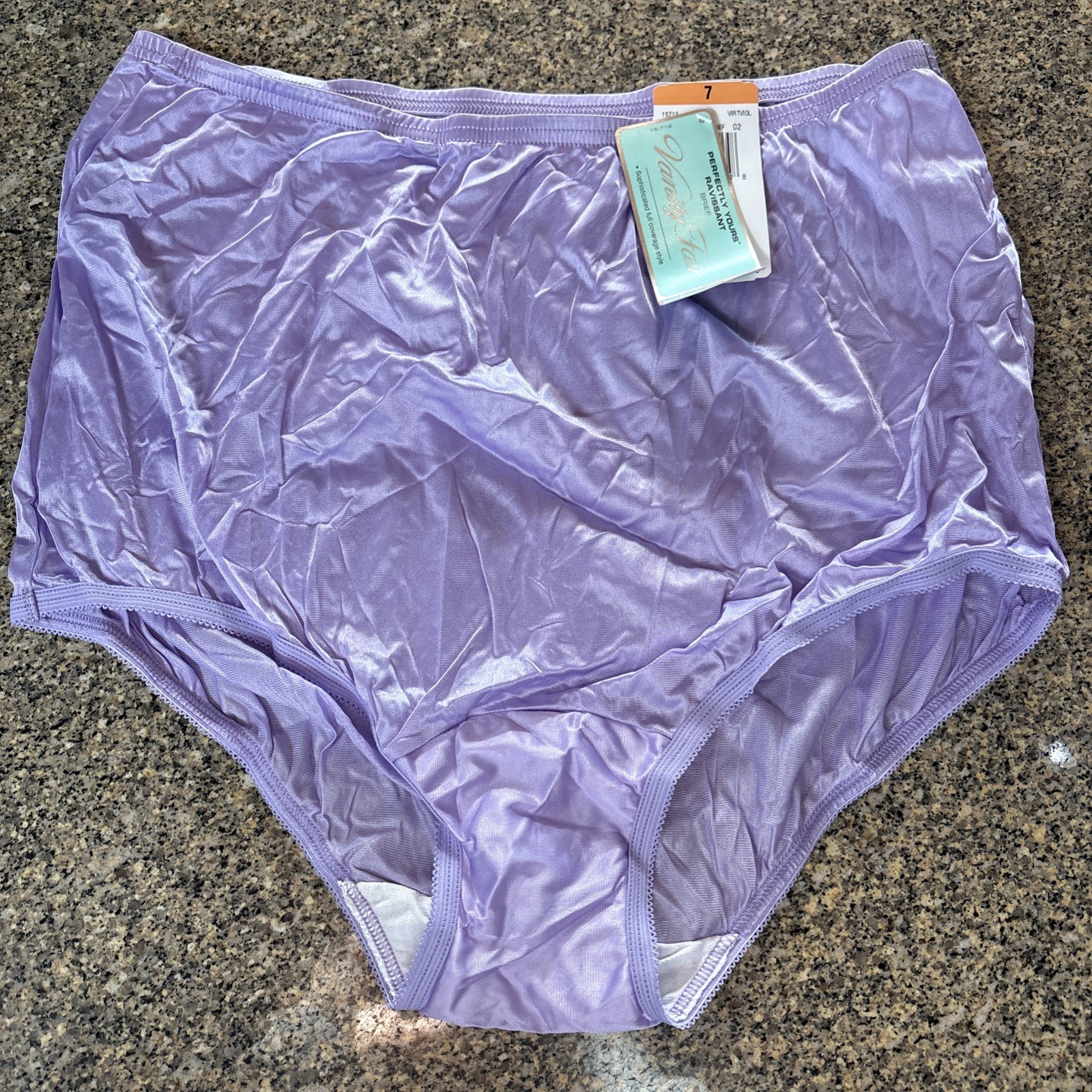 Vanity Fair Perfectly Yours Brief Panties 100% Nylon Violet 7 L Full Coverage
