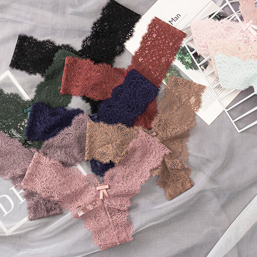 5PCS/LOT Womens Sexy G-String Lace Panties Lingerie Thong See Through Intimates