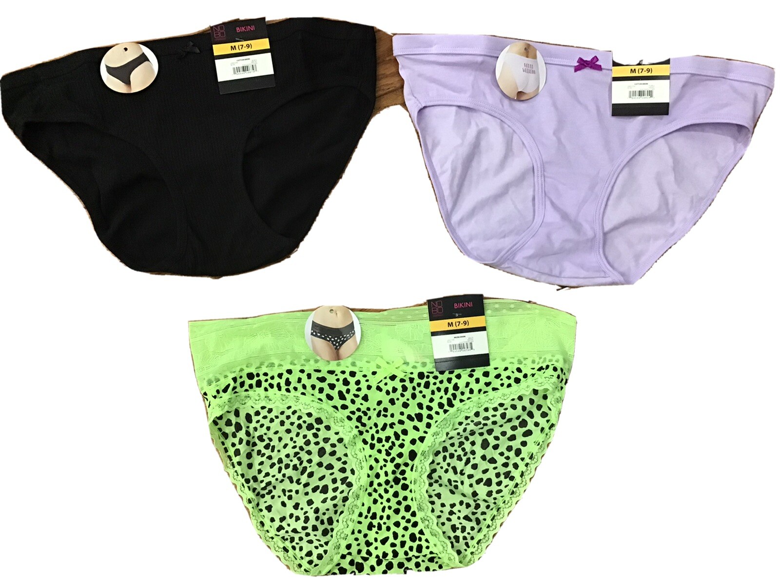 NWT NOBO No Boundaries Bikini Panties Size M (LOT OF 3 Pairs) (C49-2)