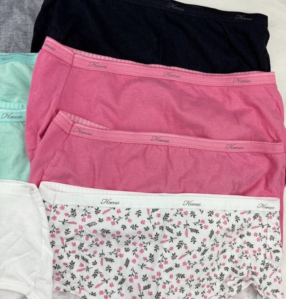 Hanes Cotton Briefs Underware Lot Sz 6 Medium 8 Pair Women’s Pink White Black