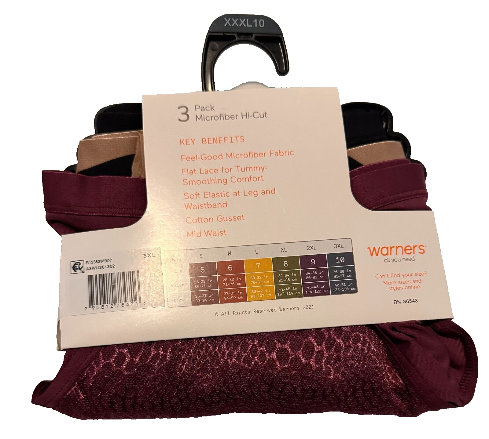 Warners Blissful Benefits Tummy-Smoothing Microfiber Brief Panties Size 3XL 10