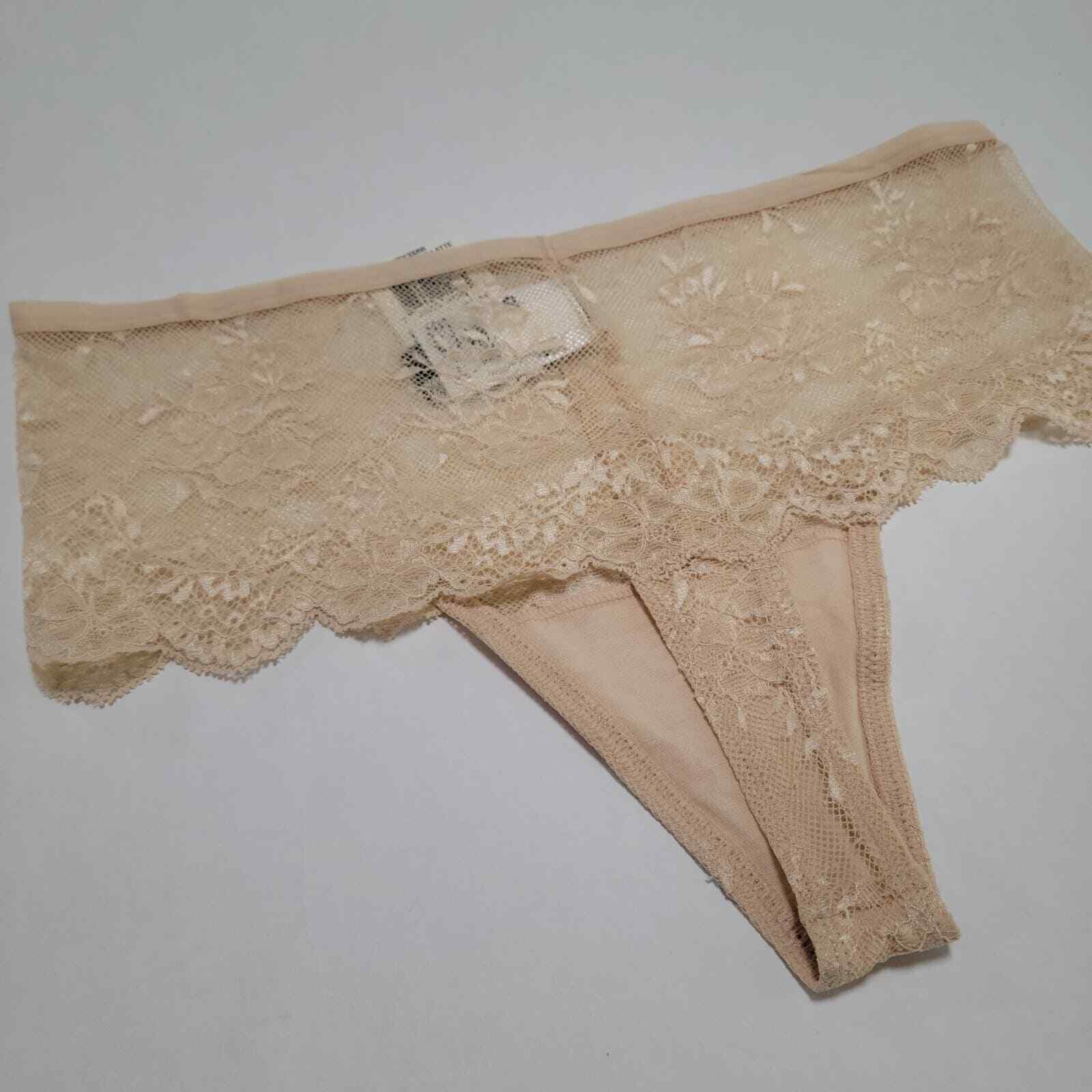 INC International Concepts High-Waist Lace Thong, Almond Latte NWT $15 Small