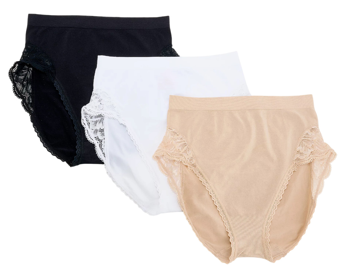 Breezies~Set of 3~Natural Curves Lace Full Briefs~Small~Basic~A647771 9857