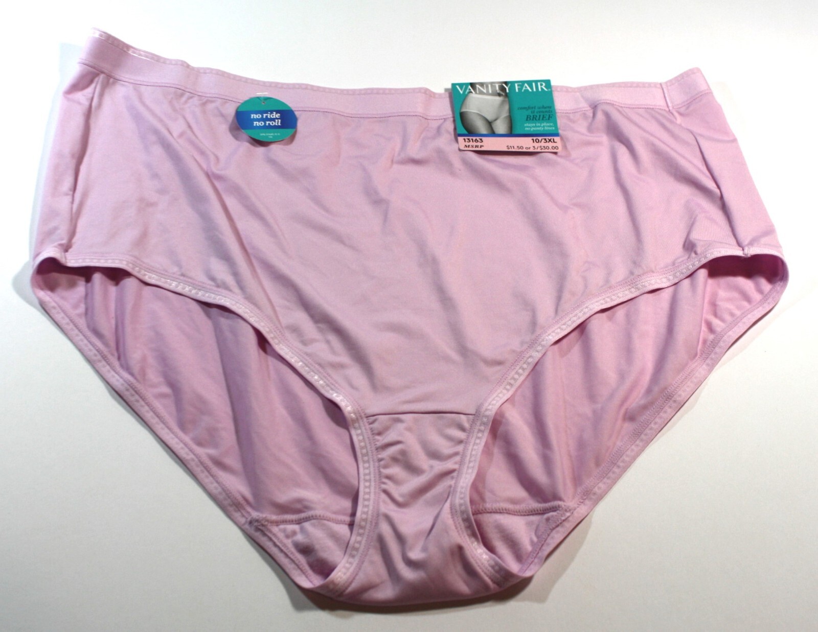 NWT set of 3 VANITY FAIR comfort x3 BRIEF panties 13163 WHITE PINK PURPLE 10/3XL