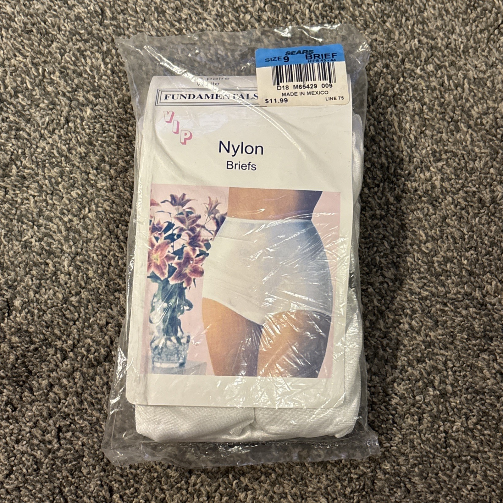Vintage Sears Fundamentals Nylon Briefs Panties Size 9 Pack of 3 Granny Style
