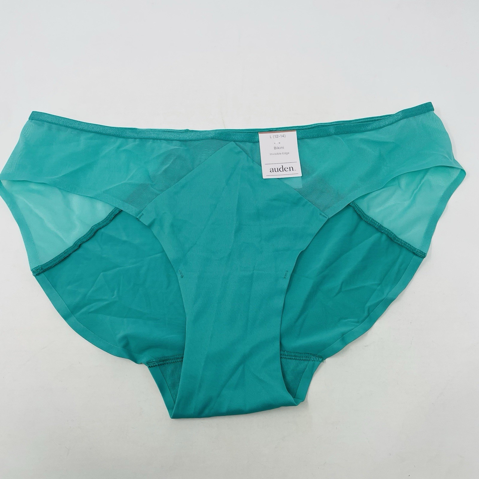 Auden Womens Large 12/14 Invisible Edge Bikini Underwear with Mesh in Green 1233