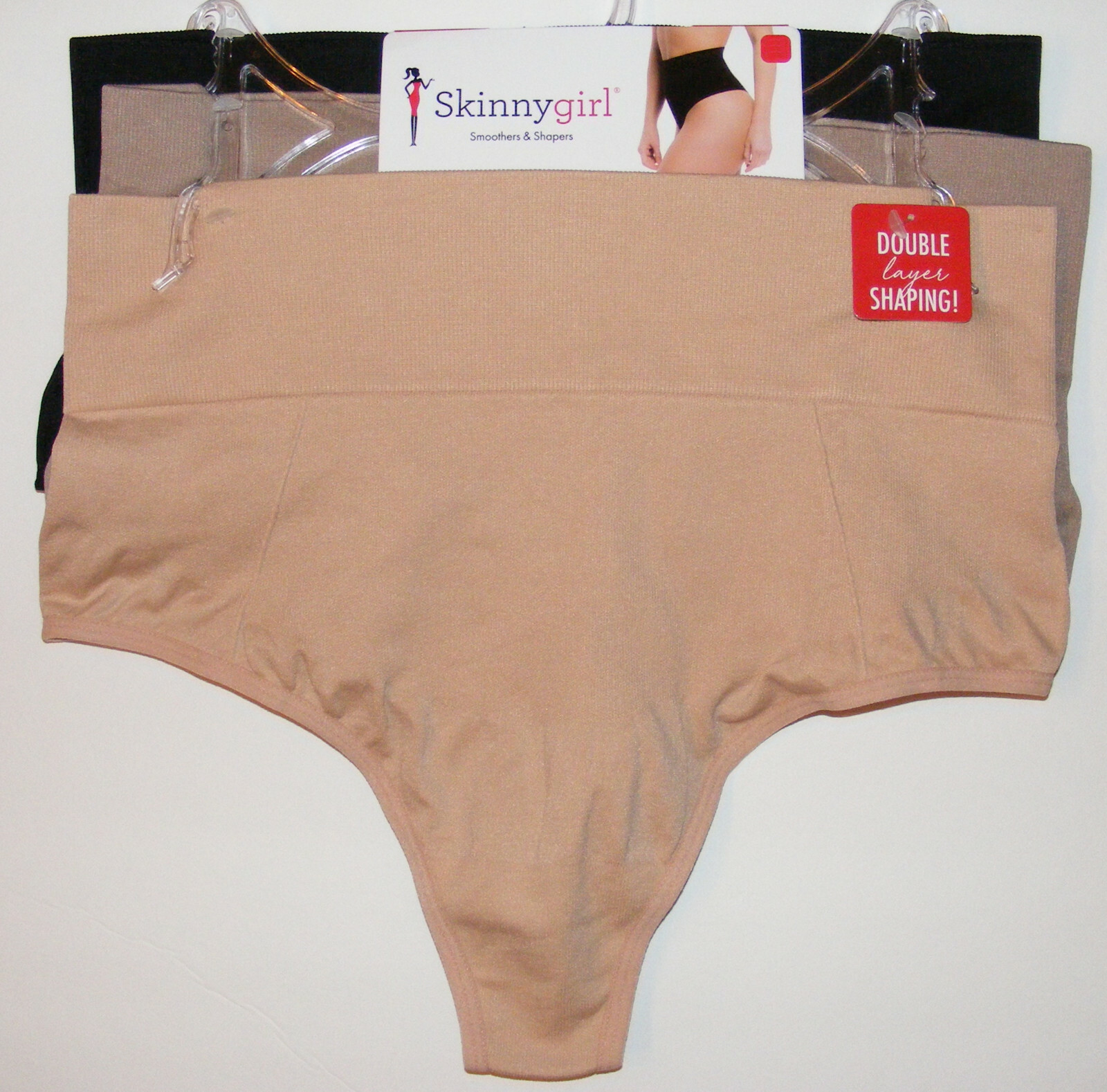 3 Pack Shaper Thongs Size XL Seamless Tummy Toner Double Layer Skinnygirl