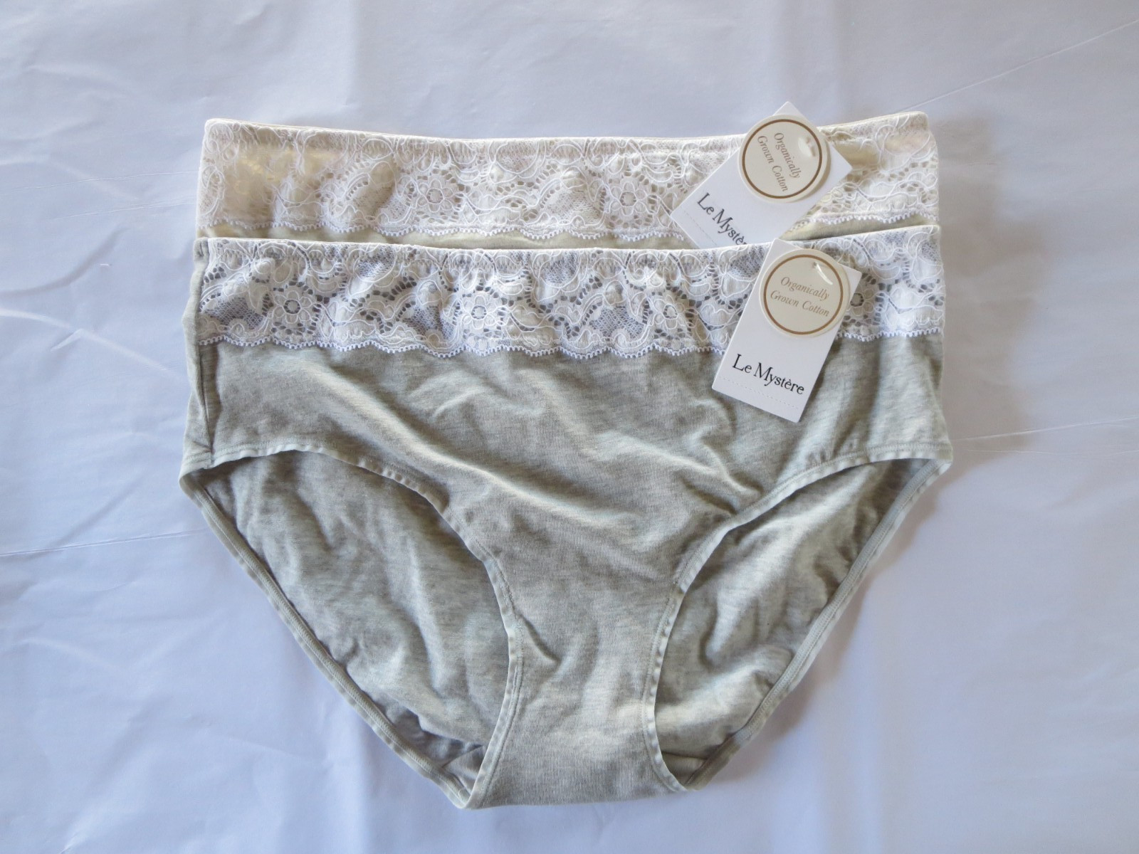 LE MYSTERE COTTON TOUCH WOMEN BRIEF PANTY #9020 MEDIUM, GREY & OATMEAL, 2PK, NWT