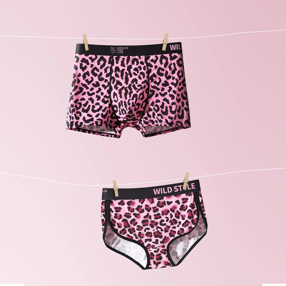 Leopard Print Brief Panties Mid Waist Breathable Soft Comfortable Underwear