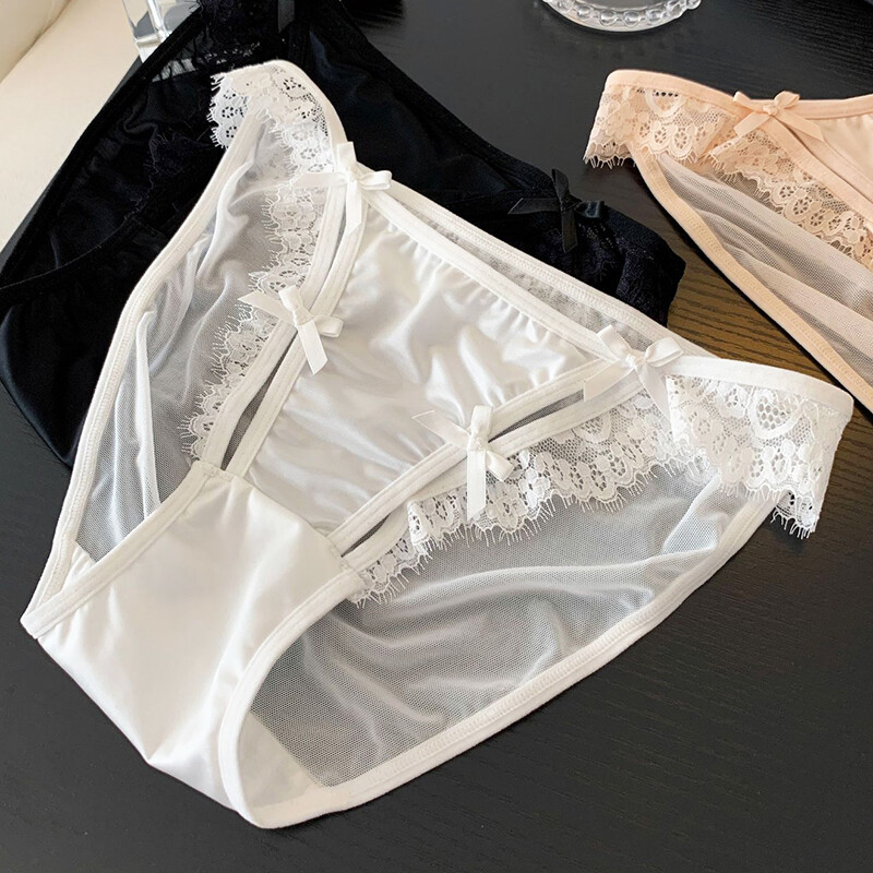 4 Pack Lot Sexy Womens Satin Panties Underwear French Sheer Lace Bikini Lingerie