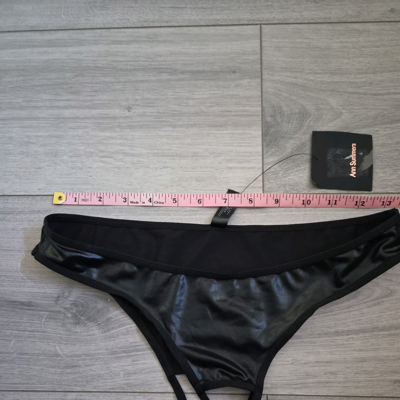 BNWT Ann Summers Black Wet Look Haylan Crotchless Briefs Size Small 6-8